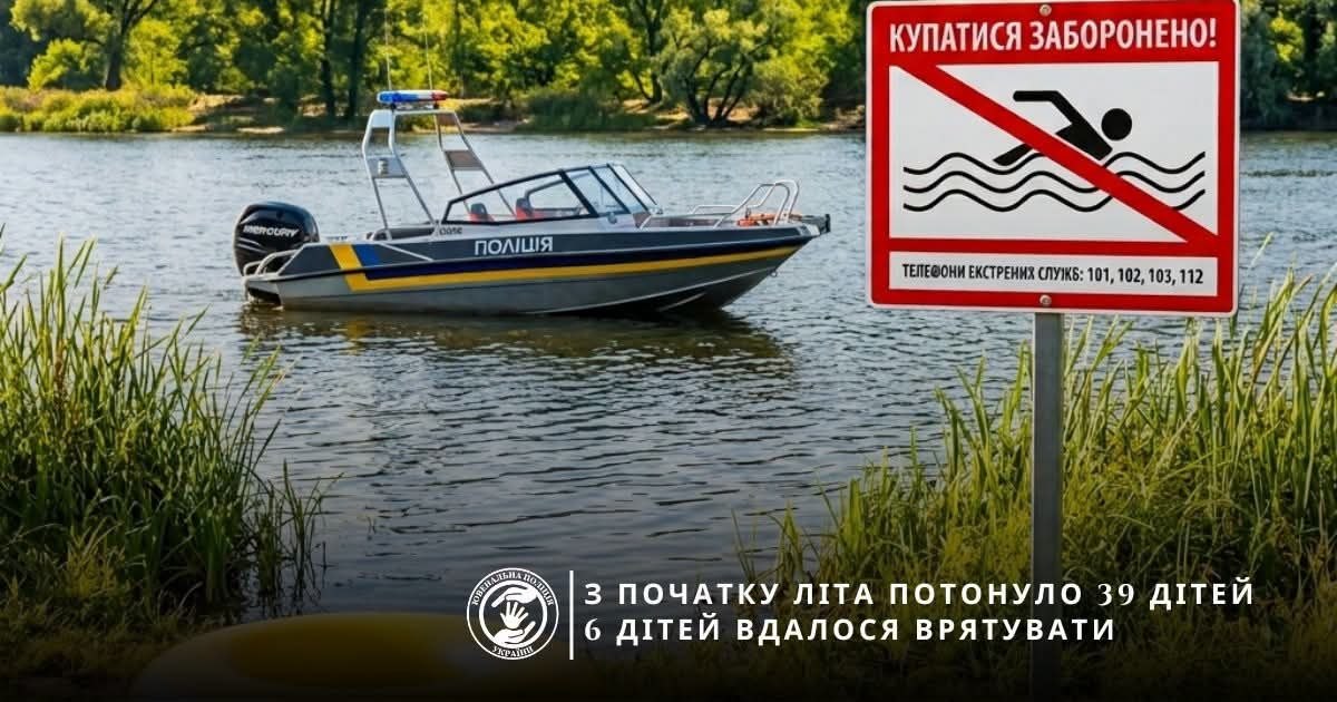З початку літа на водоймах України загинули 39 дітей